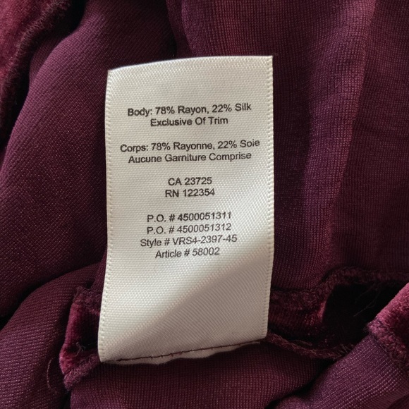 Wilfred Burgundy Velvet Velour Top - Picture 4 of 4